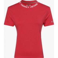 Tommy Jeans - T-shirt damski, różowy. Różowe t-shirty damskie Tommy Jeans, xs, bez wzorów, z jeansu, bez kołnierzyka. Za 179,95 zł.