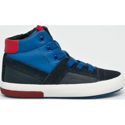 Geox - Buty dziecięce. Niebieskie trampki chłopięce Geox, bez wzorów, ze skóry, sportowe, z okrągłym noskiem, na sznurówki. W wyprzedaży za 139,90 zł.