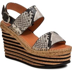 Espadryle KANNA - KV20230 Diamant Off White/Negro. Szare espadryle damskie Kanna, bez wzorów, ze skóry, bez obcasa, na obcasie. Za 619,00 zł.