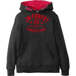 Bluzy chłopięce: Bluza z kapturem bonprix czarny z nadrukiem