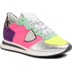 Sneakersy PHILIPPE MODEL - Trpx TZLD RP09 Neon Pop Fucsia Argent. Półbuty damskie Philippe Model, bez wzorów, z zamszu, bez obcasa, na płaskiej podeszwie, bez zapięcia. Za 1149,00 zł.
