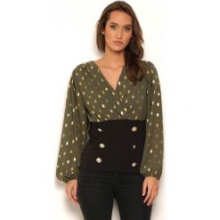Bluzka "Astrid" w kolorze khaki. Brązowe bluzki damskie Manoukian, l, w kropki. W wyprzedaży za 109,95 zł.