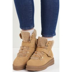 Camelowe Traperki Untold. Brązowe buty trekkingowe damskie Born2be, na zimę. Za 89,99 zł.