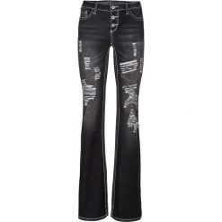 Dżinsy dzwony bonprix czarny "stone". Czarne jeansy damskie bonprix. Za 149,99 zł.