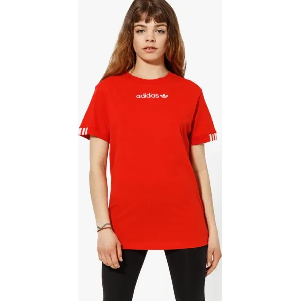 Adidas Koszulka Ss Coeeze T Shirt Coeeze , czerwony, rozmiar S. Czerwone t-shirty damskie Adidas, s, z aplikacjami, z bawełny, sportowe, bez kołnierzyka. W wyprzedaży za 99,99 zł.