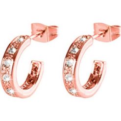 Kolczyki damskie: Pozłacane kolczyki-półkreole z kryształkami Swarovski