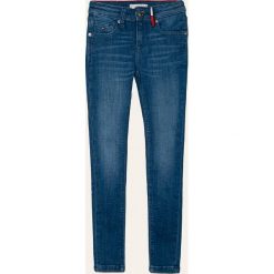 Tommy Hilfiger - Jeansy dziecięce Nora. Niebieskie jeansy dziewczęce TOMMY HILFIGER, bez wzorów, z elastanu, z podwyższonym stanem. Za 299,90 zł.