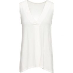 Top bonprix biel wełny. Białe bluzki damskie bonprix, bez wzorów, z wełny, z dekoltem w serek. Za 34,99 zł.