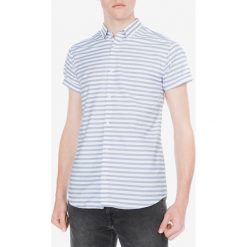 Jack & Jones Elverson Koszula Niebieski Biały. Niebieskie koszule męskie Jack & Jones, xxl, w paski, z bawełny, bez kołnierzyka, z krótkim rękawem. Za 188,95 zł.