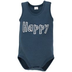 Pinokio Body Dziecięce Happy Llama 62 Niebieskie. Niebieskie body niemowlęce Pinokio, z napisami, z bawełny, bez rękawów. Za 35,00 zł.
