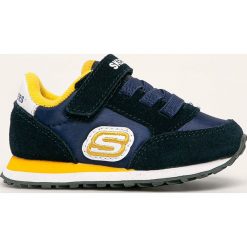 Skechers - Buty dziecięce. Niebieskie trampki chłopięce Skechers, bez wzorów, ze skóry, sportowe, bez zapięcia. Za 149,90 zł.