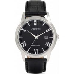 ZEGAREK CITIZEN Leather AW1231-07E. Czarne, analogowe zegarki męskie marki CITIZEN, ze stali. Za 470,00 zł.