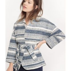 Bluzy rozpinane damskie: Bluza w stylu kimono, nadruk żakardowy