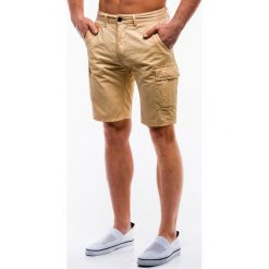Krótkie spodenki męskie bojówki W209 - beżowe. Brązowe spodenki i szorty męskie Ombre Clothing, m, bez wzorów, krótkie. Za 39,00 zł.