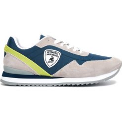 Lamborghini Tenisówki Niebieski Szary. Szare trampki męskie Lamborghini, bez wzorów, ze skóry, na sznurówki. Za 747,95 zł.