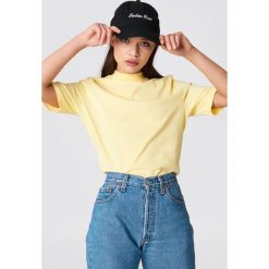T-shirty damskie: NA-KD Basic T-shirt Basic z rękawami trzy- czwarte – Yellow