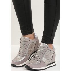 Szare Sneakersy Hype. Szare koturny damskie Born2be, bez obcasa, na obcasie, na sznurówki. Za 99,99 zł.