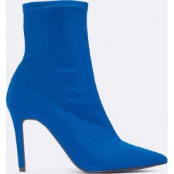 Botki damskie lity: NA-KD Shoes Botki na obcasie z elastyczną cholewką - Blue