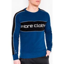 Bluza męska bez kaptura z nadrukiem B922 - granatowa. Niebieskie bluzy męskie Ombre Clothing, s, z nadrukiem, z bawełny, z kapturem, bez rękawów, bez kaptura. Za 39,00 zł.