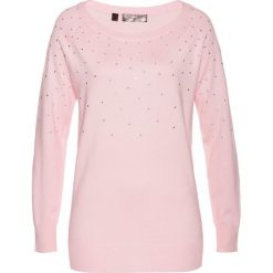 Sweter bonprix pastelowy jasnoróżowy. Czerwone swetry klasyczne damskie marki bonprix, z materiału. Za 109,99 zł.