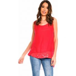 Jedwabny top w kolorze czerwonym. Czerwone topy damskie Silk Premium, s, bez wzorów, z jedwabiu, z okrągłym kołnierzem, bez rękawów. W wyprzedaży za 128,95 zł.