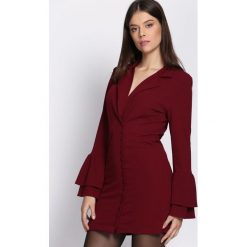 Bordowa Sukienka Burnish. Czerwone sukienki dzianinowe marki Born2be, m, z długim rękawem, mini, dopasowane. Za 89,99 zł.