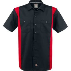 Dickies Two Tone Work Shirt Workershirt czarny/czerwony. Czerwone koszule męskie marki Dickies, xl, w paski, bez kołnierzyka, z krótkim rękawem. Za 164,90 zł.