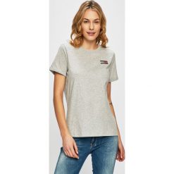 Tommy Hilfiger - Top. Szare bluzki damskie TOMMY HILFIGER, s, bez wzorów, z bawełny, z okrągłym kołnierzem. W wyprzedaży za 99,90 zł.