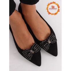 Baleriny damskie czarne 1685 BLACK. Czarne baleriny damskie obuwie damskie, bez wzorów, z zamszu, eleganckie, bez obcasa. Za 55,08 zł.