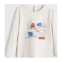 Mango Kids - Longsleeve dziecięcy Beep 80-104 cm. T-shirty chłopięce Mango Kids, z nadrukiem, z bawełny, bez rękawów. Za 49,90 zł.