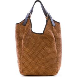 Shopper bag damskie: Skórzana torebka w kolorze brązowym – 28 x 22 x 40 cm