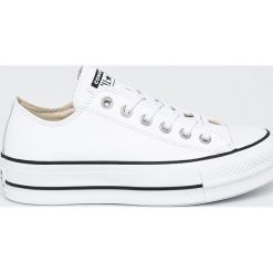 Converse - Tenisówki. Białe trampki i tenisówki damskie Converse, bez wzorów, ze skóry, na sznurówki. Za 379,90 zł.