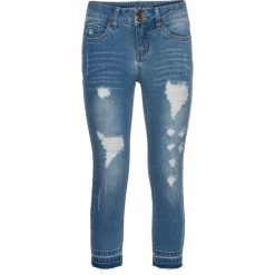 Dżinsy SKINNY, dł. 3/4 bonprix niebieski bleached. Niebieskie jeansy damskie marki bonprix, z jeansu. Za 109,99 zł.