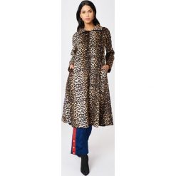Parki damskie: NA-KD Trend Parka w cętki z kapturem – Brown,Multicolor