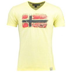 Geographical Norway T-Shirt Męski Jacobin L Żółty. Żółte koszulki męskie Geographical Norway, m, z nadrukiem, bez kołnierzyka. W wyprzedaży za 89,00 zł.