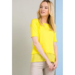 Sweter z koszulową wstawką II. Brązowe swetry damskie marki Monnari, bez wzorów, z wiskozy, z krótkim rękawem, krótkie, bez kaptura. Za 79,50 zł.