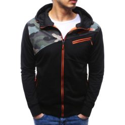 Bluzy męskie: Bluza męska rozpinana z kapturem czarna (bx3482)