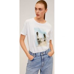 Mango - T-shirt Pets. Białe bluzki damskie Mango, s, z nadrukiem, z bawełny, z okrągłym kołnierzem. Za 59,90 zł.