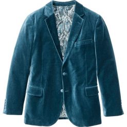 Marynarka aksamitna Slim Fit bonprix niebieskozielony morski. Niebieskie marynarki męskie bonprix, m, bez wzorów. Za 279,99 zł.