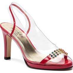 Sandały AZURÉE - Nepeto 95PC Vernis Rouge/Motif Multi 08. Czerwone klapki damskie Azurée, bez wzorów, ze skóry, bez obcasa, na obcasie. Za 899,00 zł.