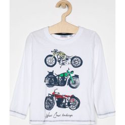 Blukids - Longsleeve dziecięcy 98-134 cm. Białe t-shirty chłopięce Blukids, z nadrukiem, z bawełny, z długim rękawem. W wyprzedaży za 29,90 zł.