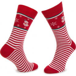 Skarpety Wysokie Męskie DOTS SOCKS - DTS-SX-104-X Biały Czerwony. Białe skarpetki męskie Dots Socks, z bawełny. Za 19,90 zł.