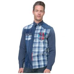 Desigual Koszula Męska Harrisburg S Niebieski. Niebieskie koszule męskie marki Desigual, s, bez wzorów, bez kołnierzyka, bez rękawów. W wyprzedaży za 202,00 zł.