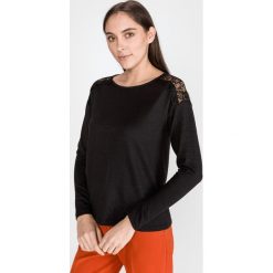Vero Moda Malena Sweter Czarny. Czarne bluzy damskie Vero Moda, s, w koronkowe wzory, z elastanu, bez rękawów, bez kaptura. Za 109,95 zł.