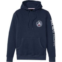 Bluza z kapturem bonprix ciemnoniebieski z nadrukiem. Niebieskie bluzy męskie bonprix, s, z nadrukiem, z kapturem, bez rękawów, z kapturem. Za 99,99 zł.