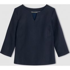 Bluzki damskie: Prosta bluzka z rękawem 3/4, lniana