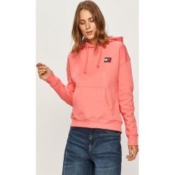 Tommy Jeans - Bluza. Różowe bluzy damskie Tommy Jeans, s, z aplikacjami, z bawełny, bez rękawów, z kapturem. Za 449,90 zł.