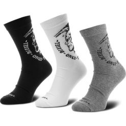 Zestaw 3 par wysokich skarpet unisex DIESEL - Skm Ray 00SAYJ-0EASX-E3843 Biały Czarny Szary. Szare skarpetki damskie Diesel, bez wzorów, z elastanu. Za 109,00 zł.