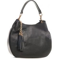 Shopper bag damskie: Skórzana torebka w kolorze czarnym – 33 x 25 x 8 cm