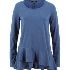 Wygodny shirt z falbanami, długi rękaw bonprix kobaltowy. Niebieskie koszulki damskie bonprix, bez wzorów, bez kołnierzyka, z długim rękawem. Za 37,99 zł.